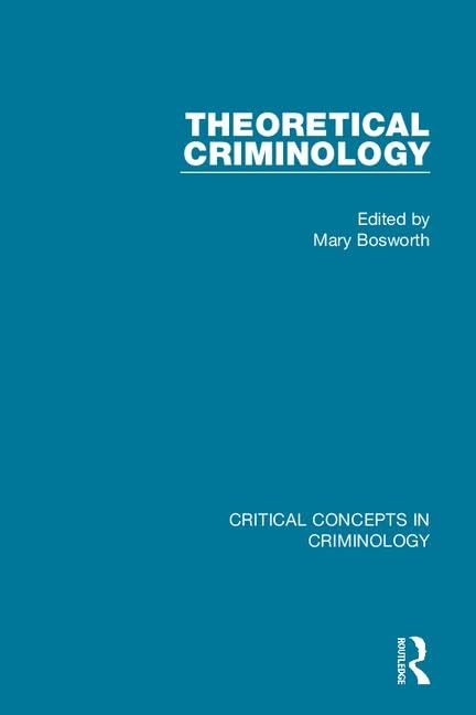 Theoretical Criminology (Critical Concepts in Criminology) - Auto & Moto Amazon Allemagne à 369.61€