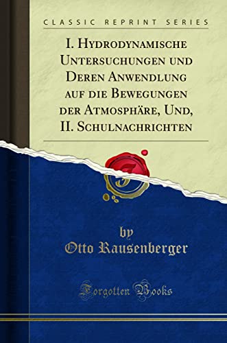 I. Hydrodynamische Untersuchungen und Deren Anwendlung auf... - Amazon Royaume-Uni à 5.26€