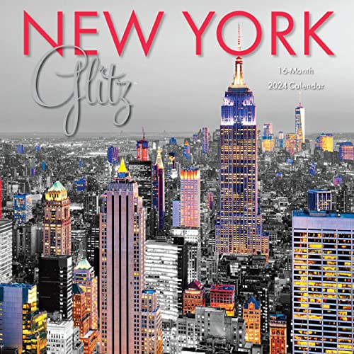 New York Glitz | 2024 12 x 24 Inch Monthly Square Wall... - Maison & Cuisine Amazon France à 14.86€
