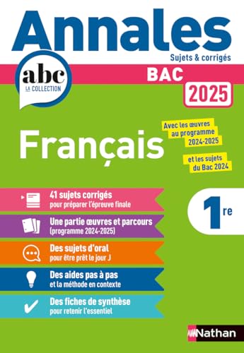 Annales Bac Français 2025: Sujets & corrigés - Bon plan à 3.96€