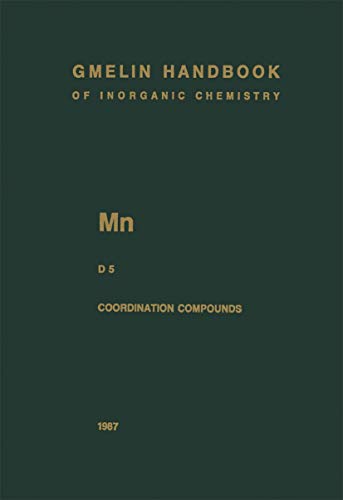 Mn Manganese: Coordination Compounds 5: M-n / D / 5 (Gmelin... - Amazon Royaume-Uni à 12.29€