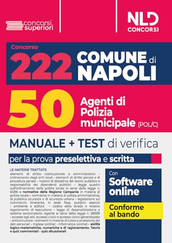 Concorso 222 posti Comune di Napoli: manuale per 50 unità... - Amazon Italie à 7.04€