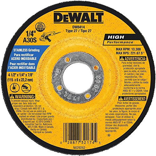 DeWalt dw8414 4 – 1/2 "x 1/4" x 7/8 "de la rueda de... - Bricolage & Outils Amazon Espagne à 19.30€