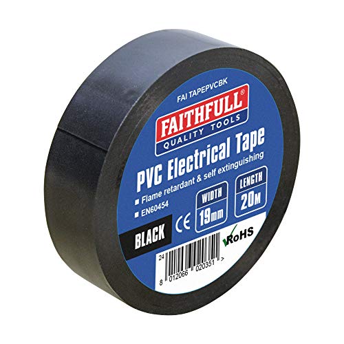 Faithfull FAITAPEPVCBK Black PVC Electrical Tape 19 mm x 20... - Home & Kitchen Amazon UK à 1.48€