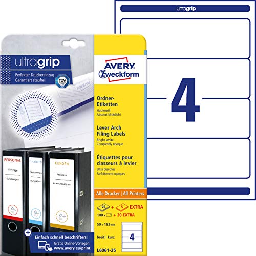 Avery Zweckform Filing Labels Opaque Suitable for All A4... - Maison & Cuisine Amazon Royaume-Uni à 7.27€