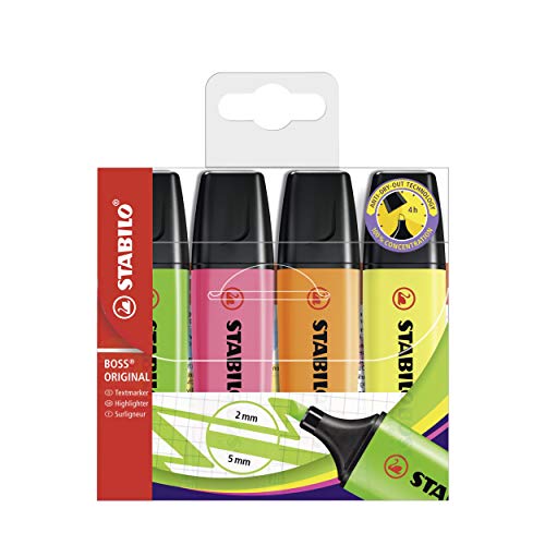 STABILO BOSS ORIGINAL - Highlighter - Pack of 4 - Yellow... - Fournitures Bureau Amazon Royaume-Uni à 3.75€