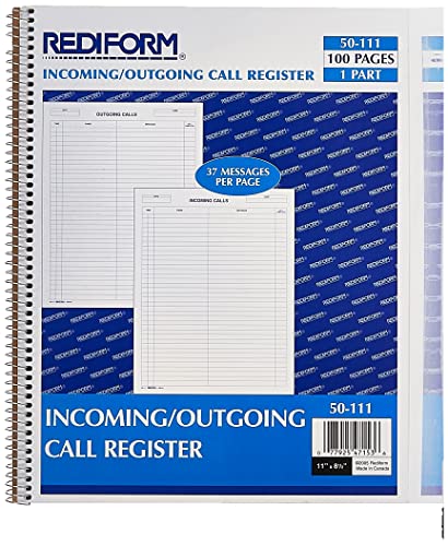 Rediform Call Register Book, 11"" x 8.5"", 100 Pages... - Nouvelle promo Amazon à 9.27€