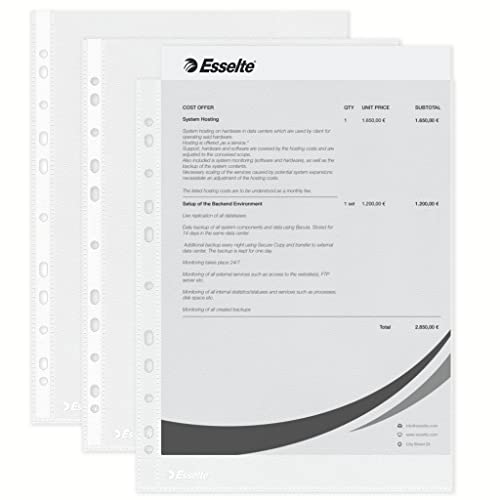 Esselte E : Pocket Eco A4 PP 43 Mic 100 pcs Transparent - Tech & Electronics Amazon UK à 2.93€