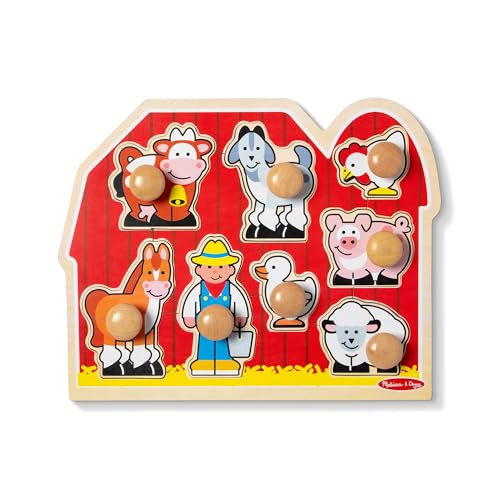 Melissa & Doug Jumbo Knob Wooden Peg Puzzle – Farm Animals... - Jouets & Jeux en promo à 8.00€