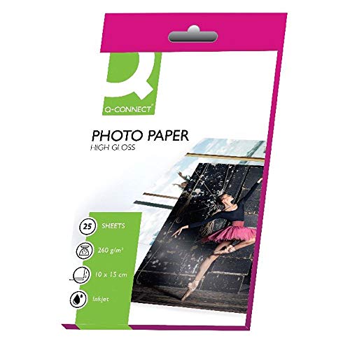 Q-Connect White 10x15cm Glossy Photo Paper 260gsm (Pack of... - Fournitures Bureau Amazon Royaume-Uni à 1.63€