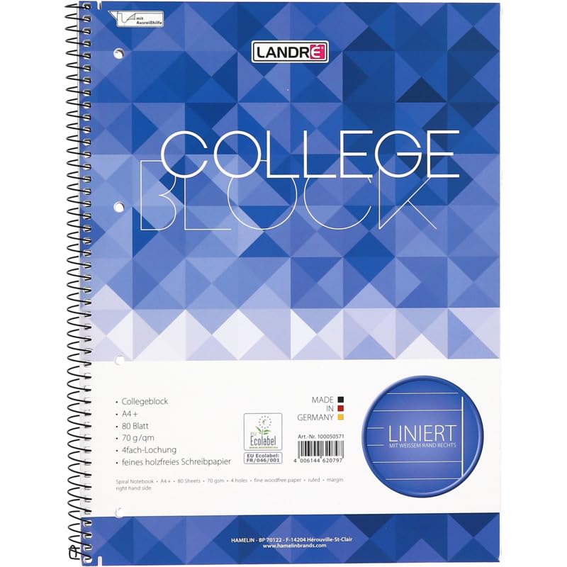 Landdr - Blocco universitario "college", formato DIN A4, a... - Fournitures Bureau en promo à 8.39€