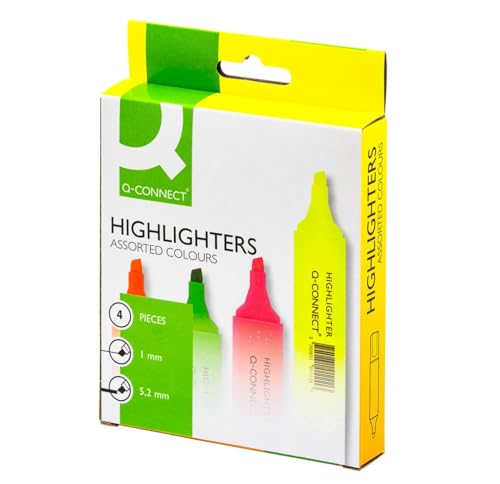 Q-Connect Assorted Highlighter Pens (Pack of 4) KF01116 - Maison & Cuisine en promo à 1.24€