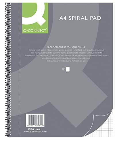 Q-Connect Bloc-notes à spirale A4 quadrillé / 80 feuilles... - Sports & Fitness en promo à 6.26€