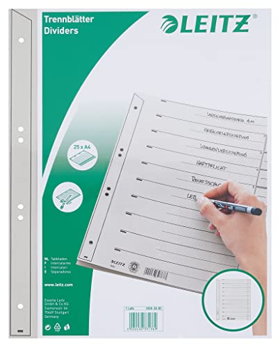 Leitz Intercalaires A4, Lot de 25, Extra-Large, Gris, 100%... - DIY & Tools Amazon France à 5.64€