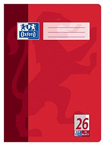 Oxford Schulheft A4, 16 Blatt, Lineatur 26, kariert, rot - Fournitures Bureau Amazon Allemagne à 1.13€