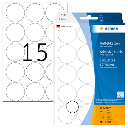 Herma Multi-purpose labels ø 32mm white 480 pcs. - High-Tech & Électronique en promo à 8.80€