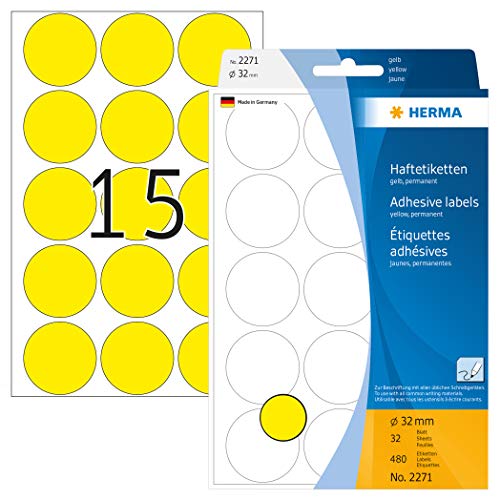 Herma 2271 - Etiquetas multiuso, diámetro 32 mm, redondo... - Amazon Espagne à 5.70€