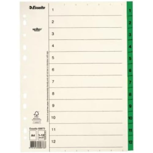 ESSELTE Rubrica MYLAR numerica 1-12 - f.to A4 - 69873 - Bon plan à 9.37€