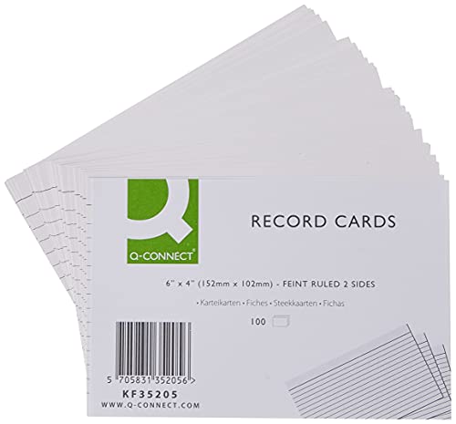 Q-Connect Record Card 152x102mm Ruled Feint White (100 Pack) - Auto & Moto en promo à 1.67€
