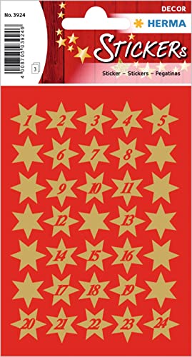 HERMA 3924 Lot de 102 autocollants étoiles dorées Chiffres... - Auto & Motorcycle Amazon France à 4.31€