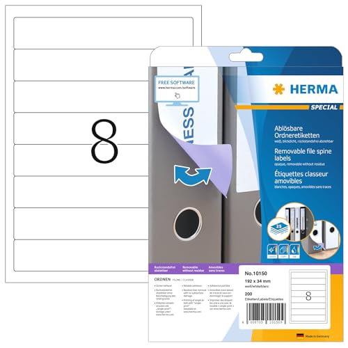 HERMA Self Adhesive Removable Spine Labels, 8 Labels per A4... - Maison & Cuisine en promo à 11.98€