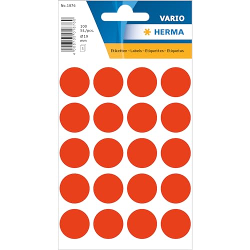 Herma Etiquetas de color 5 páginas Ø 19 mm rojo neón - Amazon Espagne à 3.61€
