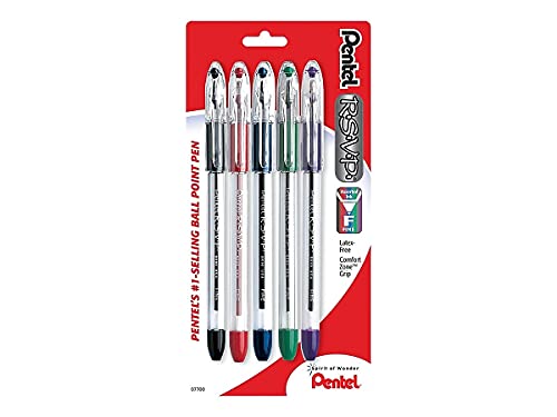 Pentel R.S.V.P. Ballpoint Pen, Fine Line, Assorted Ink, 5... - Fournitures Bureau Amazon Espagne à 7.41€