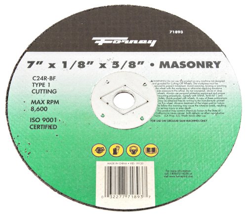 Forney Rueda de corte 71893 con eje de 5/8" (5/8", tipo de... - Bricolage & Outils Amazon Espagne à 16.47€