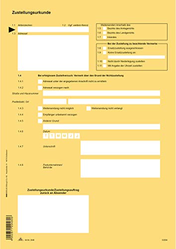 RNKVERLAG 2046 - Zustellungsurkunde 2 Seiten, DIN A4, 80... - Musique & Instruments Amazon Allemagne à 5.74€