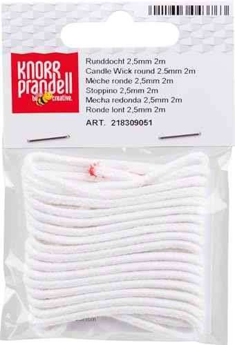 Knorr Prandell 8309051 Mèche de Bougie Blanc 2,5 mm x 2 m - Loisirs Créatifs en promo à 6.52€