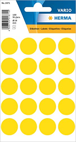 HERMA - Etiquettes universelles diamètre 19mm jaune 100 pcs - Tech & Electronics Amazon UK à 3.35€