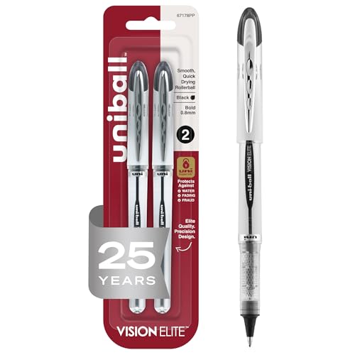 Vision Elite Rollerball Pen, .8mm, 2/PK, Black, Sold as 1... - Fournitures Bureau Amazon France à 20.71€
