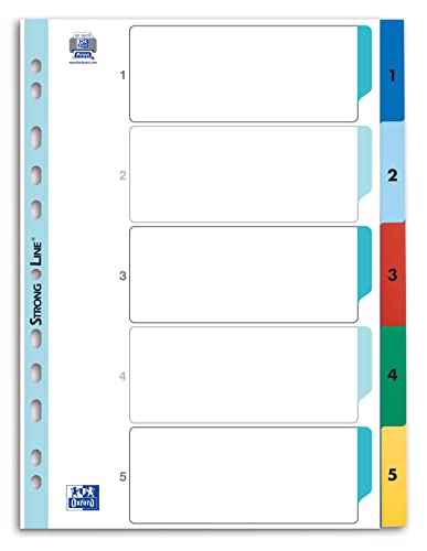 Oxford Kunststoff-Register A4, Strong-Line, Zahlen 1-5... - Amazon Allemagne à 1.53€