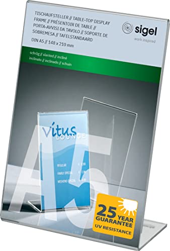 SIGEL TA212 Sign Holder, slanted, for A5, single-sided... - Fournitures Bureau en promo à 4.39€