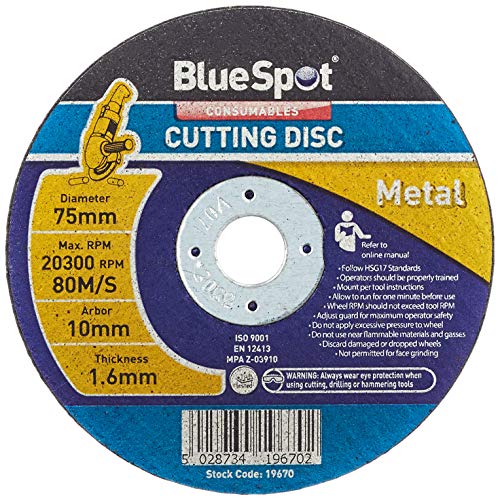Blue Spot Tools 19670 Metall-Trennscheibe, schwarz, 75 mm... - Bricolage & Outils Amazon Allemagne à 0.58€