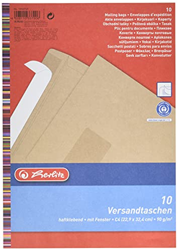 Herlitz Enveloppes C4 90 g avec patte autocollante avec... - Maison & Cuisine en promo à 6.38€