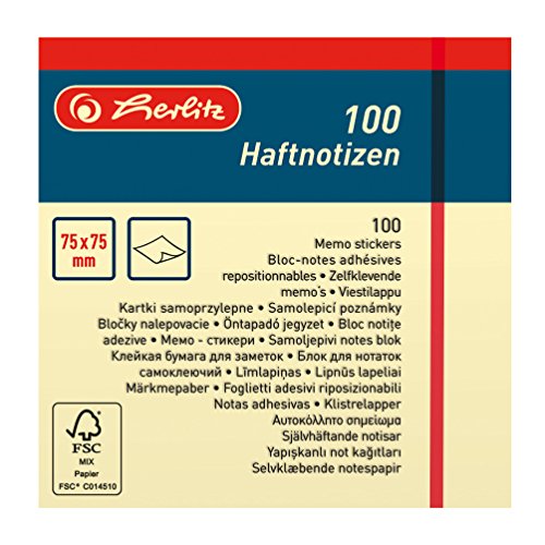 Herlitz Haftnotizen, 100 Blatt, 1 Stück, eingeschweißt, 75... - Maison & Cuisine Amazon Allemagne à 1.99€