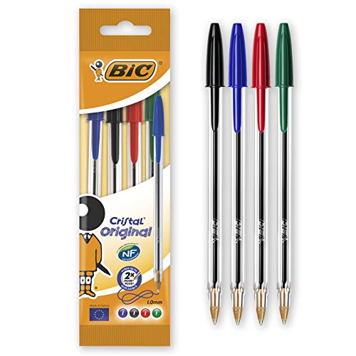 BIC Cristal Penna a sfera 1,0 mm Confezione da 4... - Fournitures Bureau Amazon Italie à 2.25€
