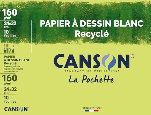 CANSON Zeichenpapier Recycling, weiß, 240 x 320 mm, 160 g/qm - Sports & Fitness Amazon Espagne à 5.38€