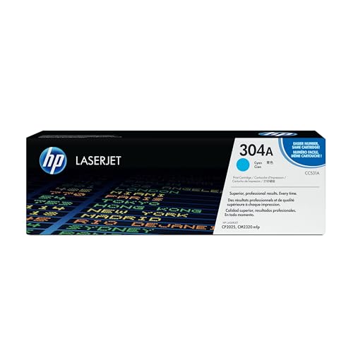 HP 304A CC531A Cian, Cartucho Tóner Original, de 2.800... - Fournitures Bureau en promo à 82.51€