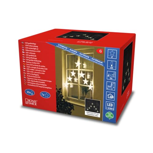 Konstsmide LED Lichtervorhang mit 7 Sternen, 35 warm weiße... - Maison & Cuisine Amazon Allemagne à 13.78€