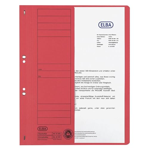 ELBA Ösenhefter aus Karton, rot, kaufmännische Heftung - Fournitures Bureau Amazon Allemagne à 6.68€