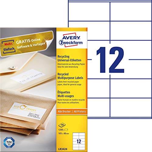 Avery Zweckform LR3424 Recycled Labels 105 x 48 mm 100... - Home & Kitchen Amazon UK à 17.96€