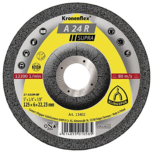 Kronenflex - Disco abrasivo "A 24R", 125 x 6 mm, Grey - Bricolage & Outils Amazon Italie à 4.16€