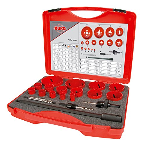 Ruko HSS Bi-Metal Hole Saw Set in Plastic Case, Red Finish... - Maison & Cuisine Amazon Royaume-Uni à 150.07€