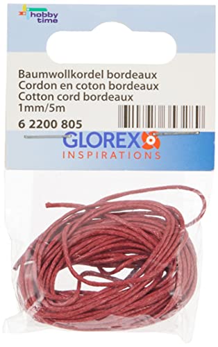 GLOREX Baumwollkordel 1mm/5M Baumwolle, Bordeaux, 8.5 x 5.5... - Maison & Cuisine Amazon Allemagne à 3.25€
