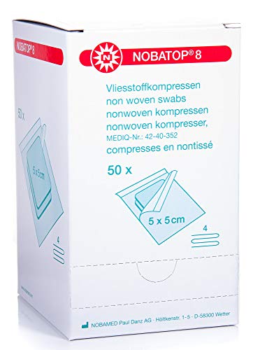 Noba lot de 50 compresses stériles en non-tissé , 5x5 cm - Santé & Bien-être Amazon France à 1.72€