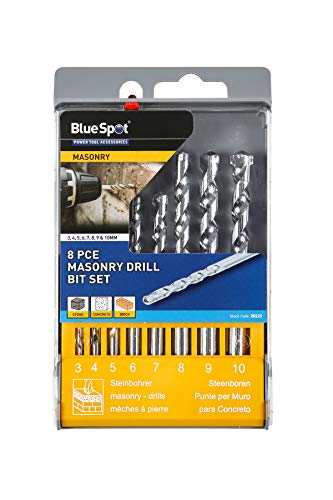 BlueSpot 20123 8 PCE Masonry Drill Bit Set (3-10mm) - Home & Kitchen Amazon UK à 3.51€