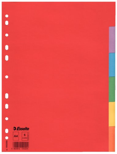 Esselte A4 6 Separadores Archivador Rojo/Multicolor, Cartón... - Auto & Moto en promo à 3.58€