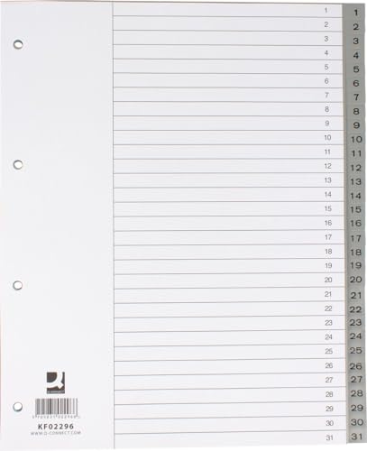 Q-Connect KF02296 Zahlenregister - 1-31, PP, A4 Überbreite... - Bon plan à 2.61€